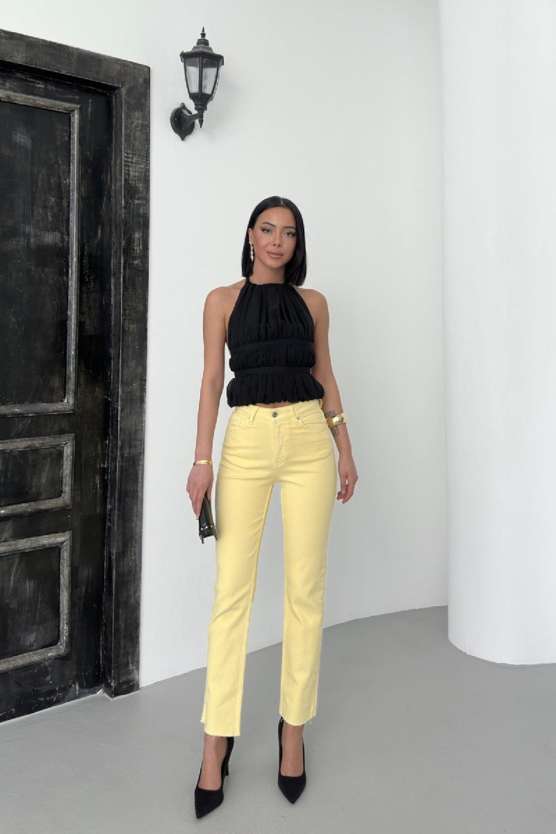XLJ Fringe Ending High Waisted Mom Fit Jean Mixed - Nettetal