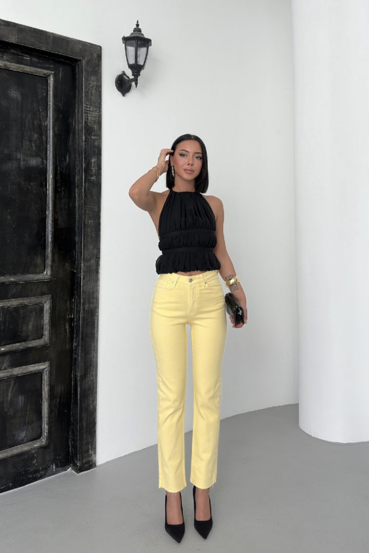 XLJ Fringe Ending High Waisted Mom Fit Jean Mixed - Nettetal