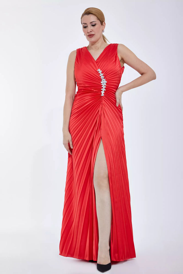 FRV Red plus size satin sleeveless maxi dress - Bedford