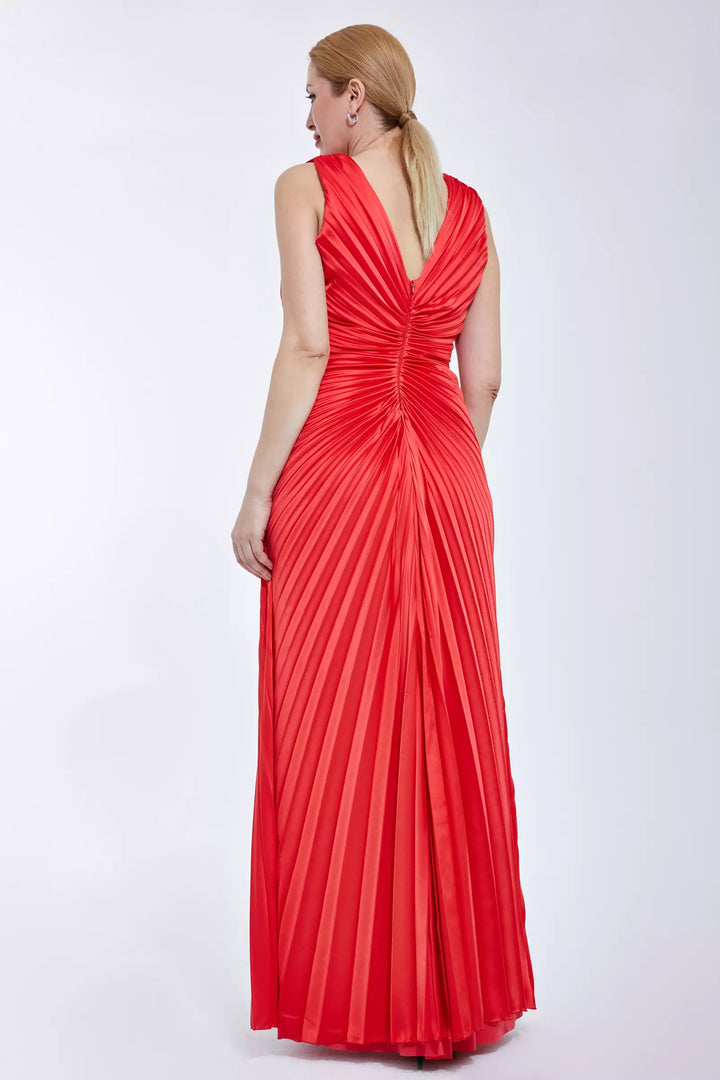 FRV Red plus size satin sleeveless maxi dress - Bedford