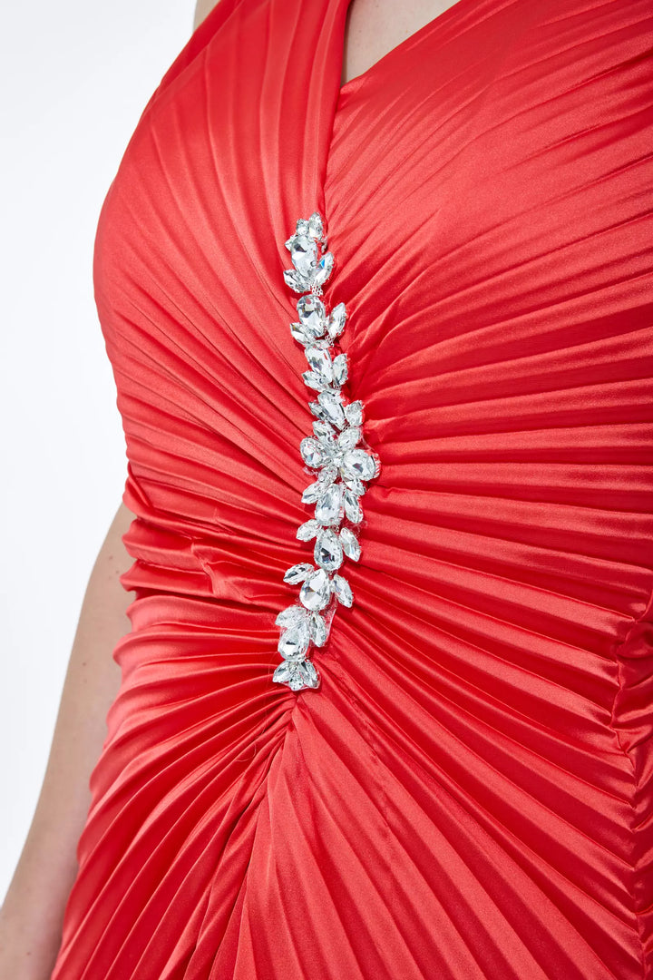 FRV Red plus size satin sleeveless maxi dress - Bedford
