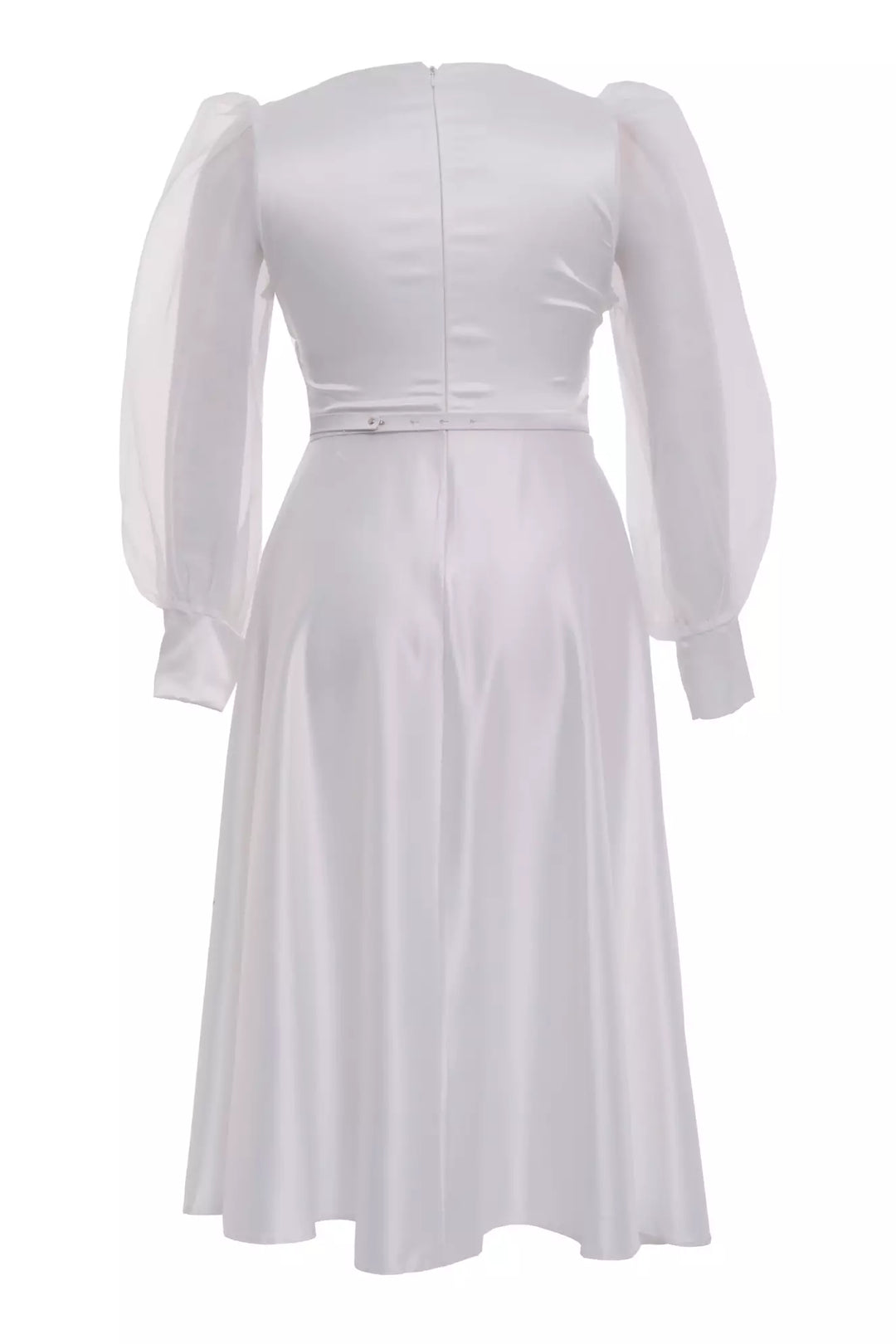 FRV White plus size satin long sleeve midi dress - Puyallup
