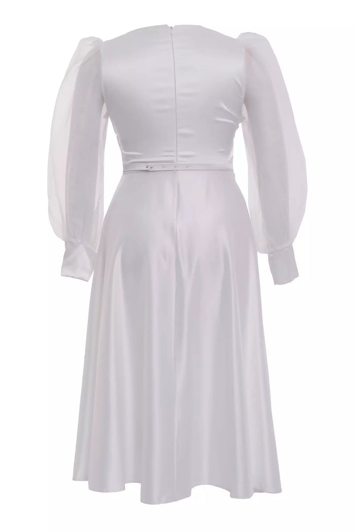 FRV White plus size satin long sleeve midi dress - Puyallup