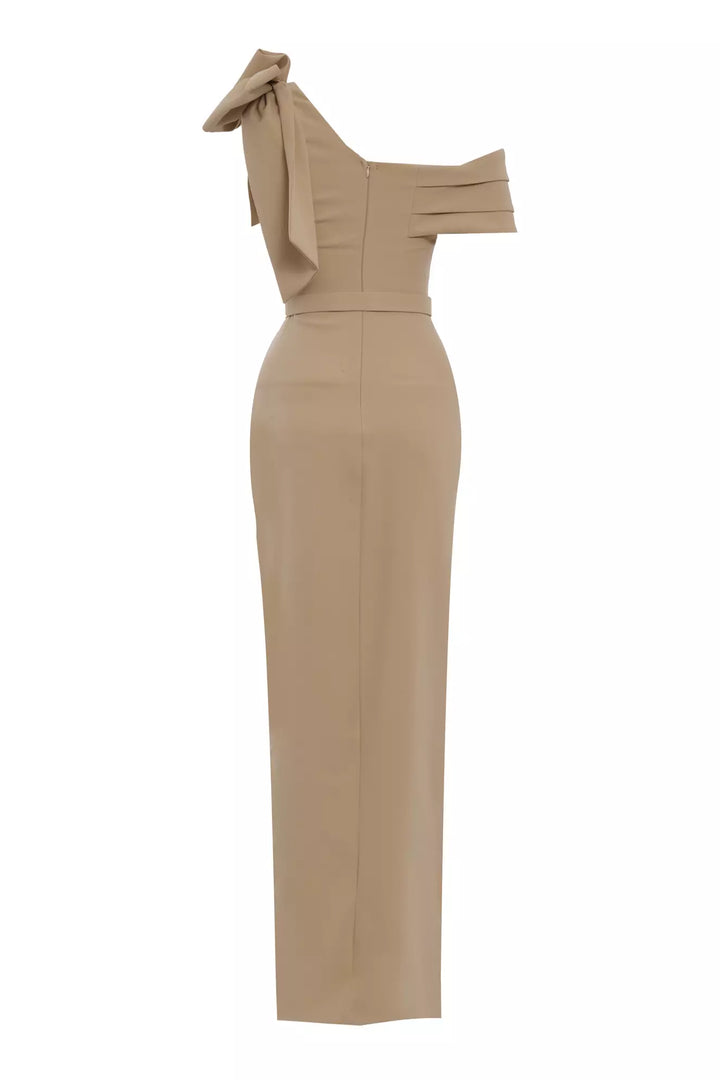 FRV Beige crepe sleeveless maxi dress - Comalcalco