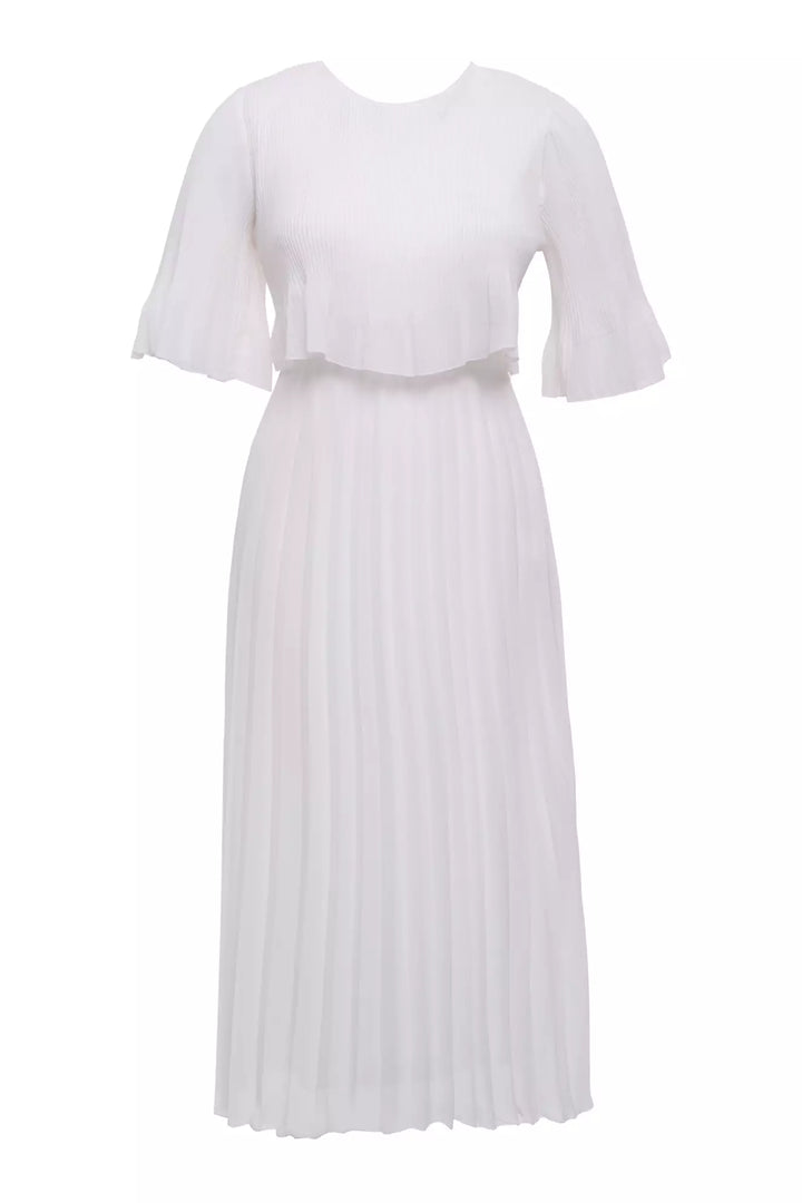 FRV White chiffon short sleeve midi dress - Mesa