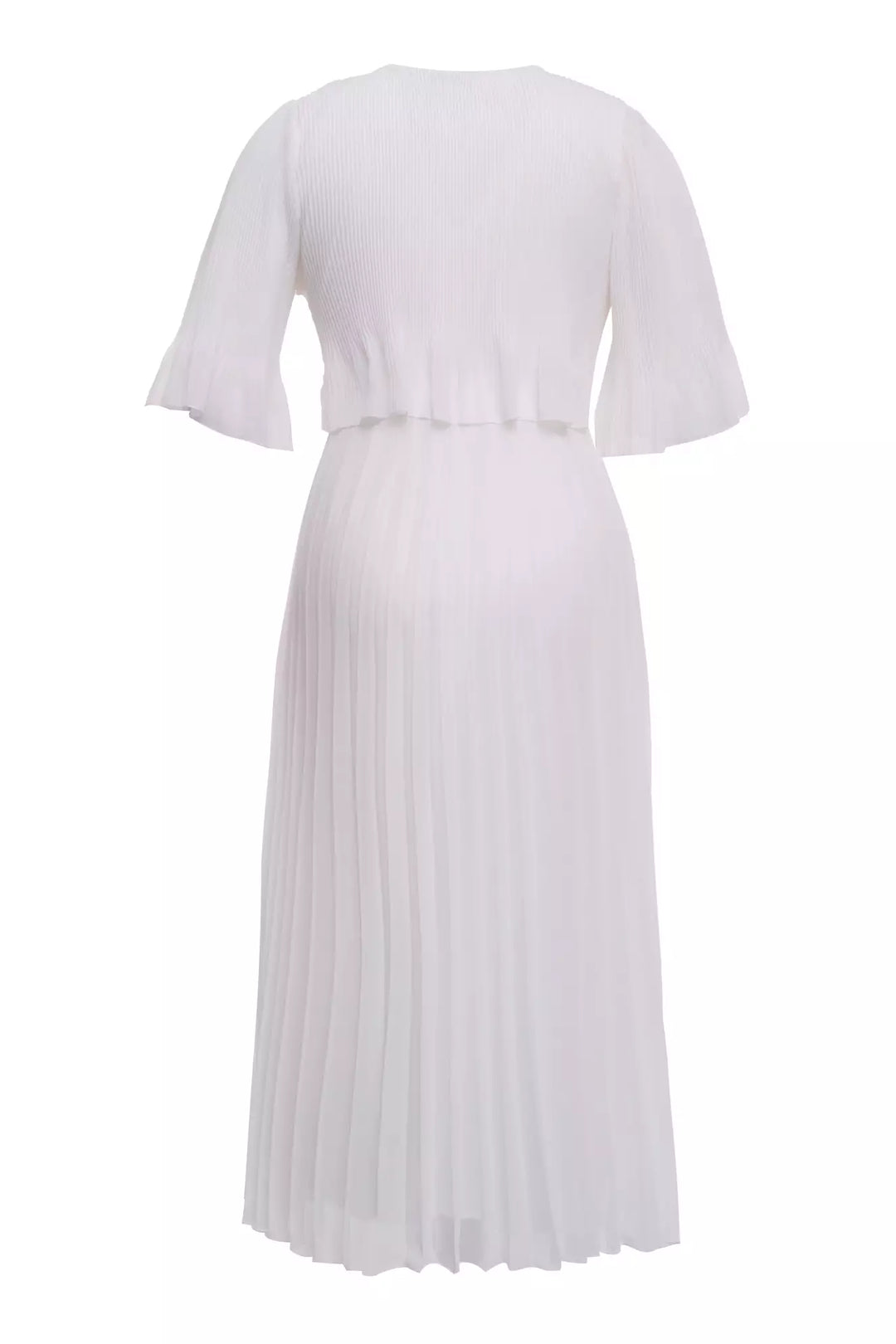 FRV White chiffon short sleeve midi dress - Mesa