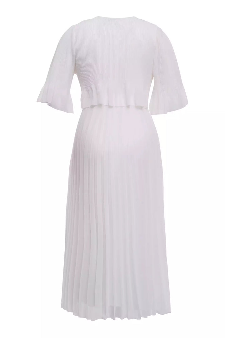 FRV White chiffon short sleeve midi dress - Mesa