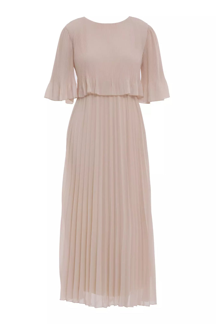 FRV Beige chiffon short sleeve midi dress - Gilroy
