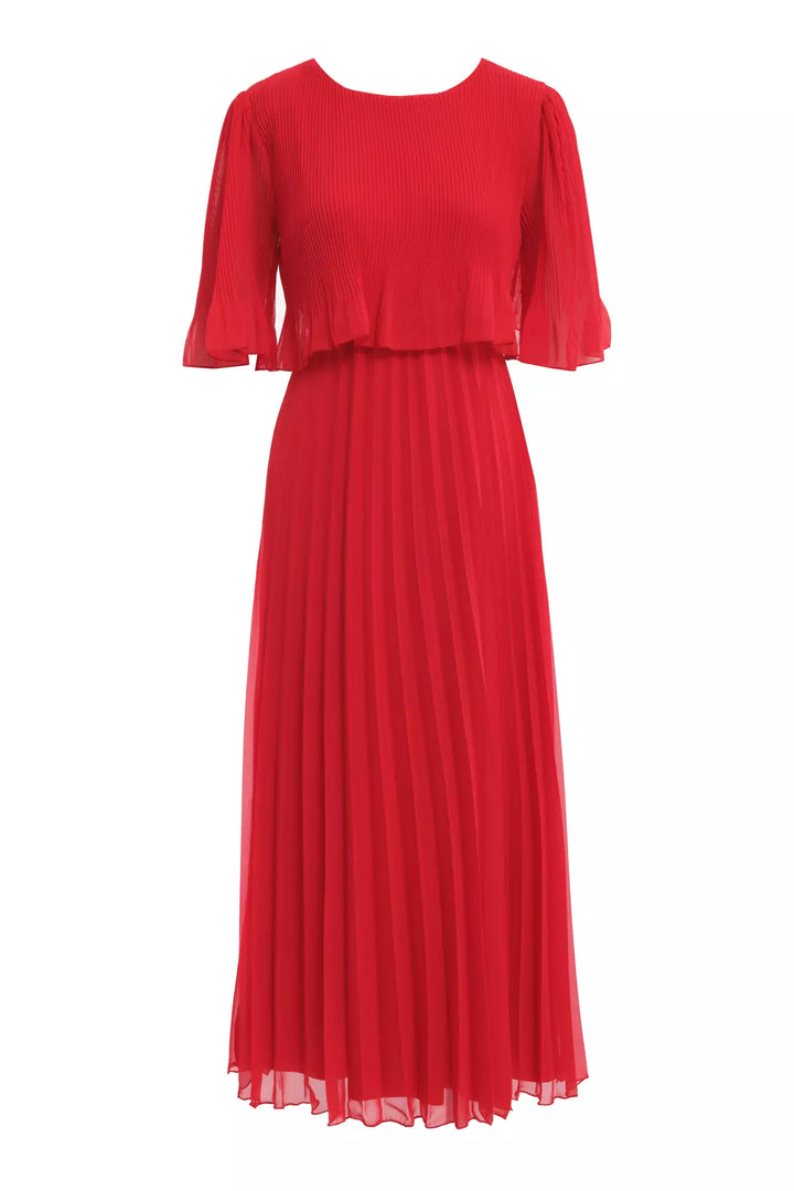 FRV Red chiffon short sleeve midi dress - Rosenheim