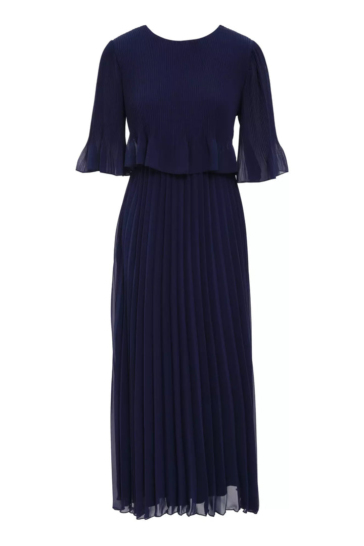 FRV Navy blue chiffon short sleeve midi dress - Río Grande