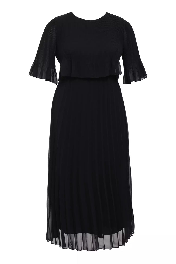 FRV Black plus size chiffon short sleeve midi dress - Angra do Heroísmo