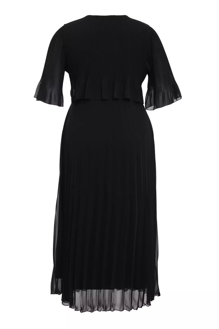 FRV Black plus size chiffon short sleeve midi dress - Angra do Heroísmo