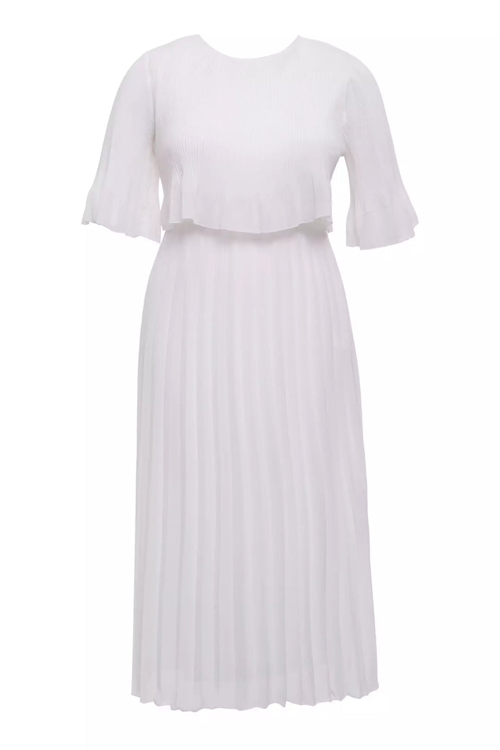 FRV White plus size chiffon short sleeve midi dress - Guasavito