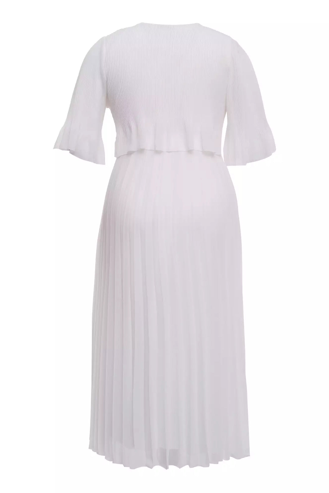 FRV White plus size chiffon short sleeve midi dress - Guasavito