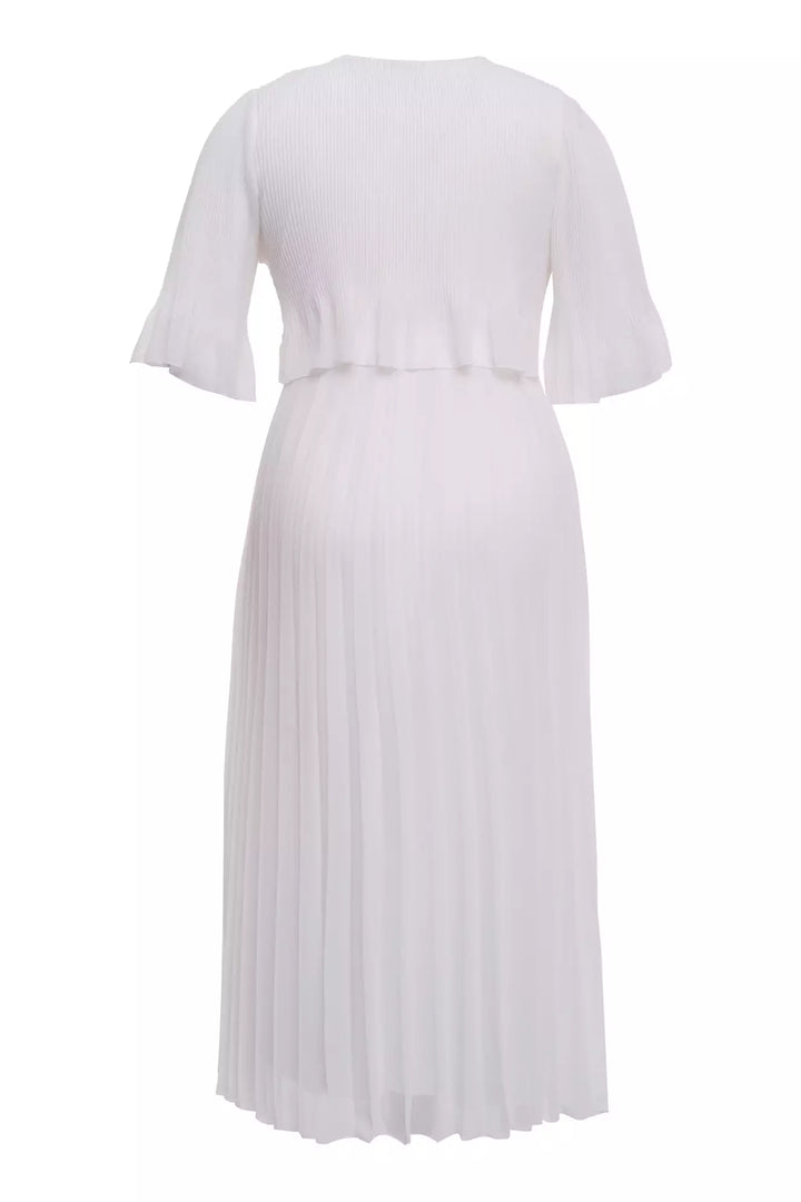 FRV White plus size chiffon short sleeve midi dress - Guasavito