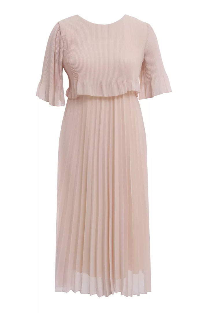 FRV Beige plus size chiffon short sleeve midi dress - Backnang