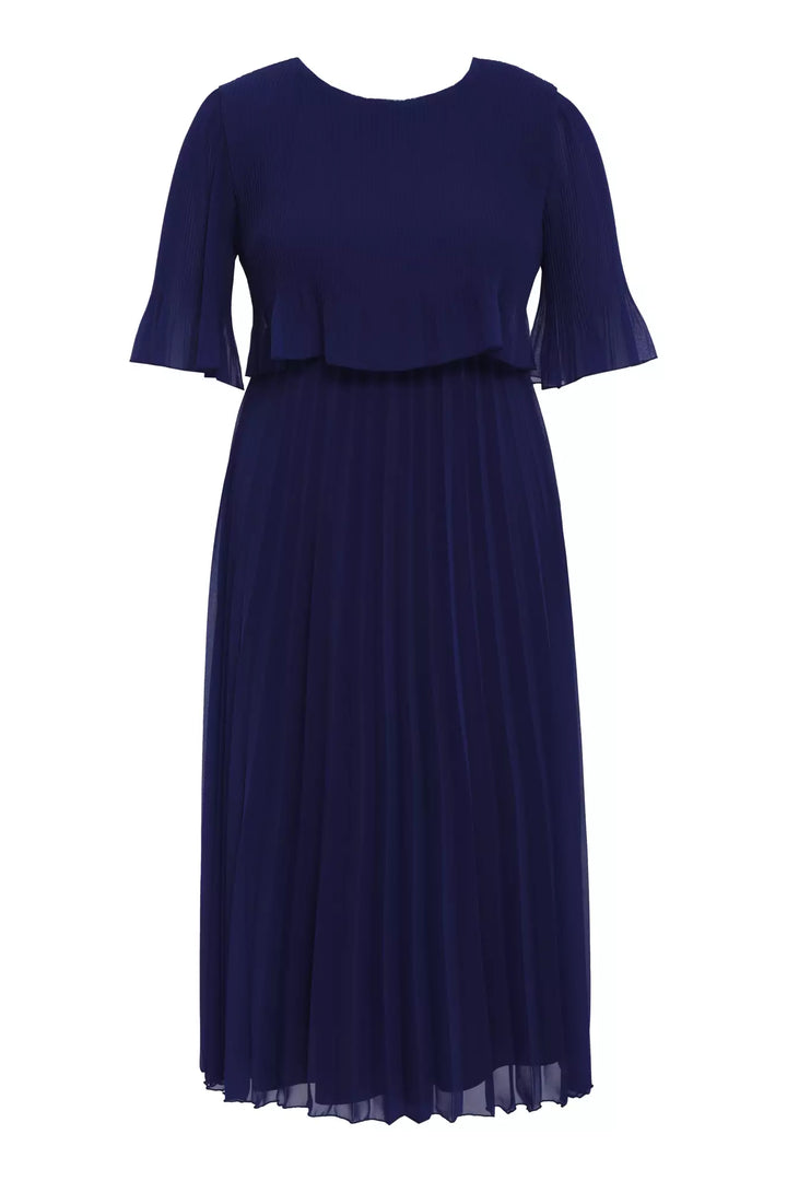 FRV Navy blue plus size chiffon short sleeve midi dress - Drobeta-Turnu Severin