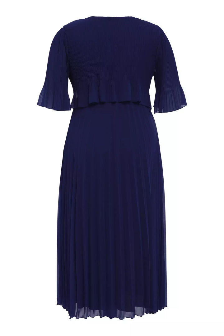 FRV Navy blue plus size chiffon short sleeve midi dress - Drobeta-Turnu Severin