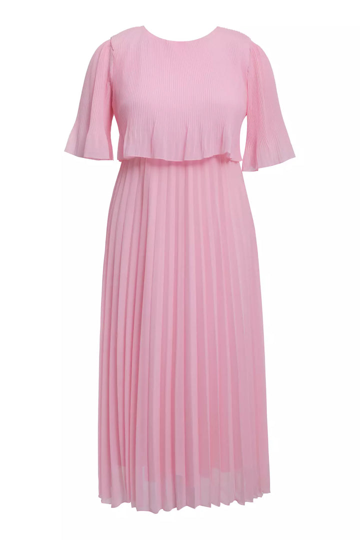 FRV Pink plus size chiffon short sleeve midi dress - Welling