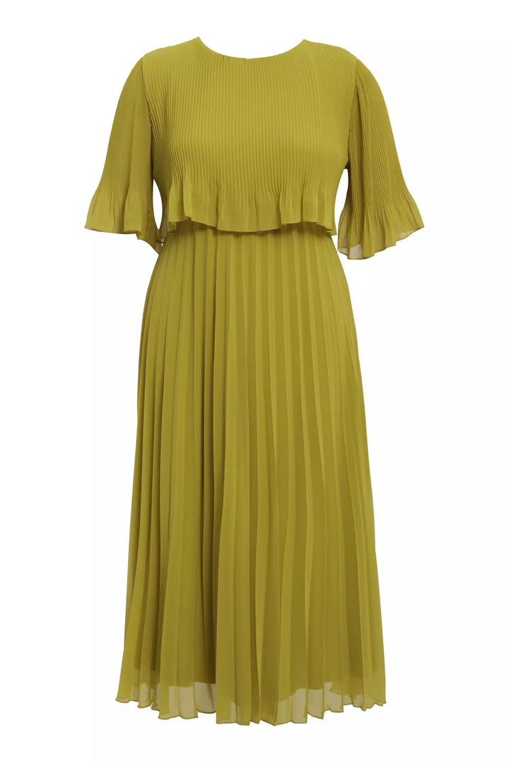 FRV Peanut green plus size chiffon short sleeve midi dress - Cento
