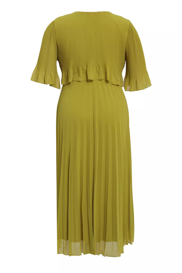 FRV Peanut green plus size chiffon short sleeve midi dress - Cento