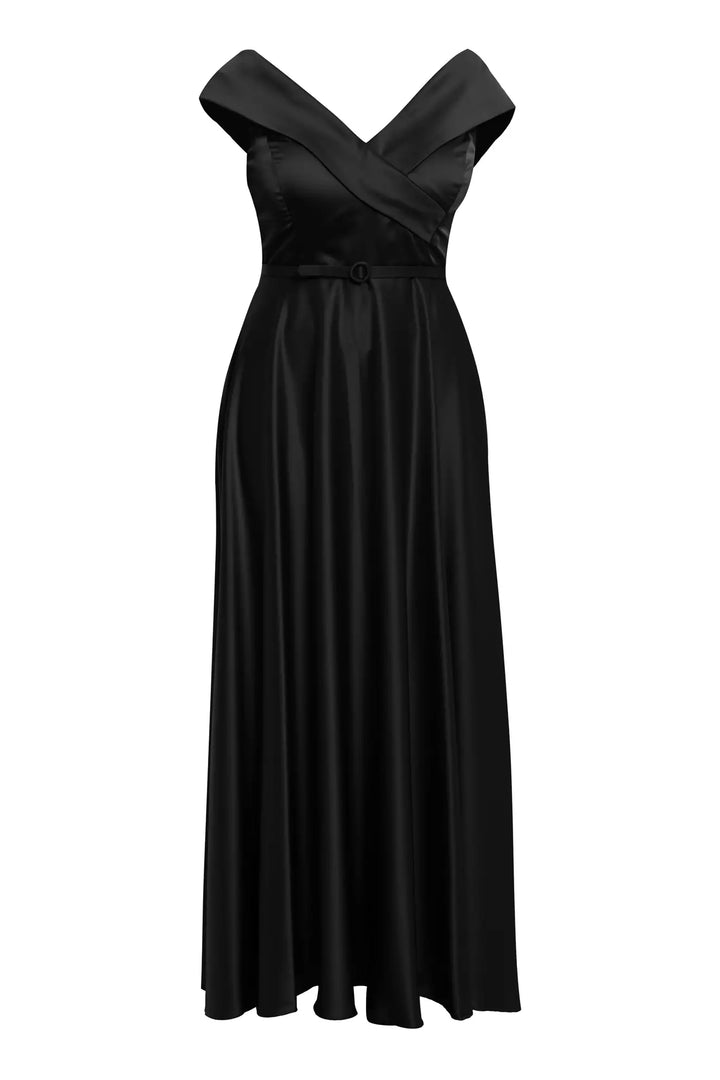 FRV Black plus size satin sleeveless maxi dress - Flagstaff