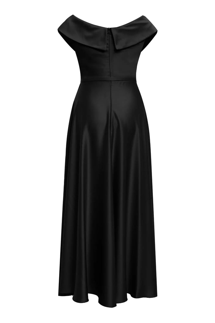 FRV Black plus size satin sleeveless maxi dress - Flagstaff