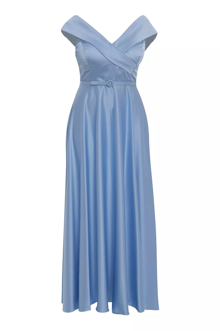 FRV Blue plus size satin sleeveless maxi dress - Enterprise