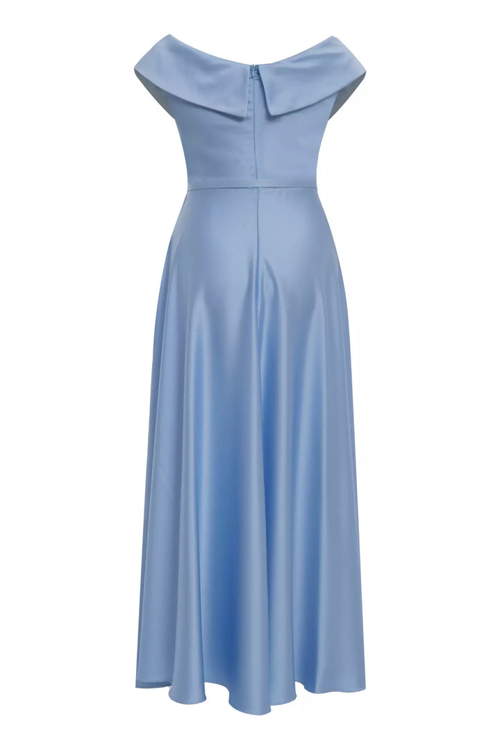 FRV Blue plus size satin sleeveless maxi dress - Enterprise