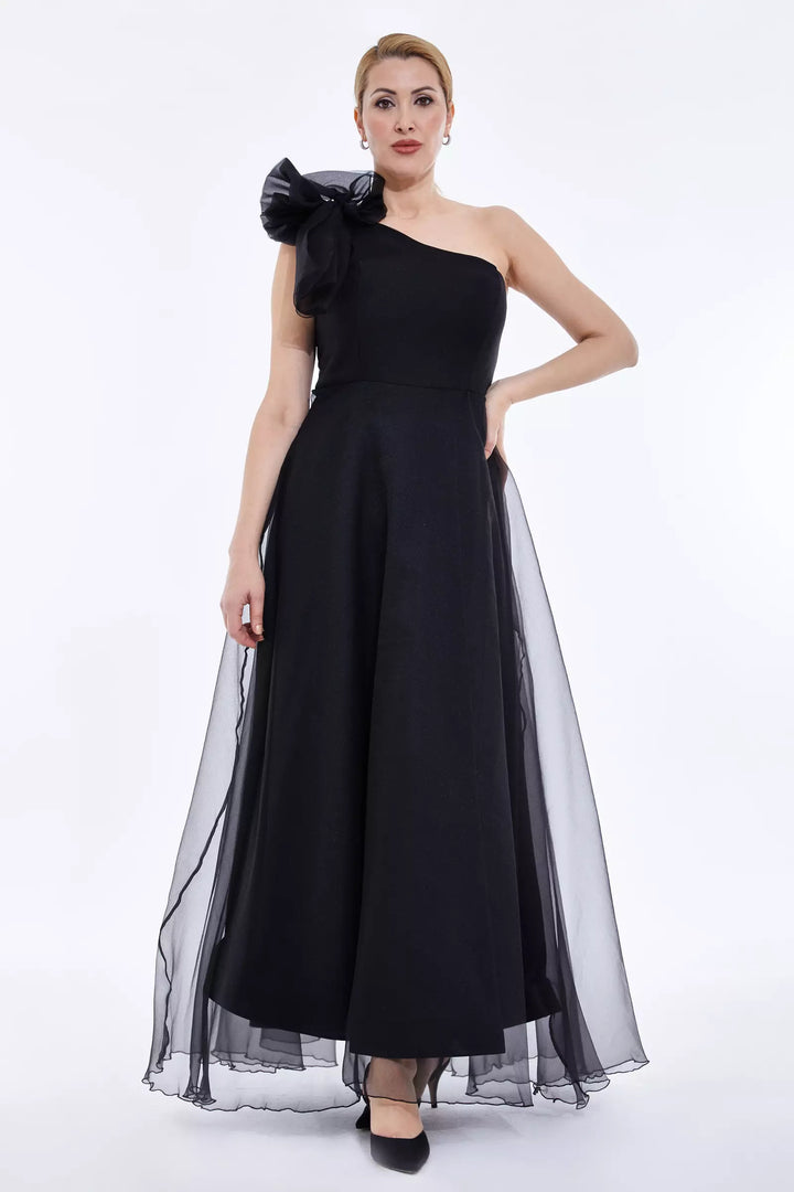 FRV Black plus size tulle sleeveless maxi dress - Cádiz