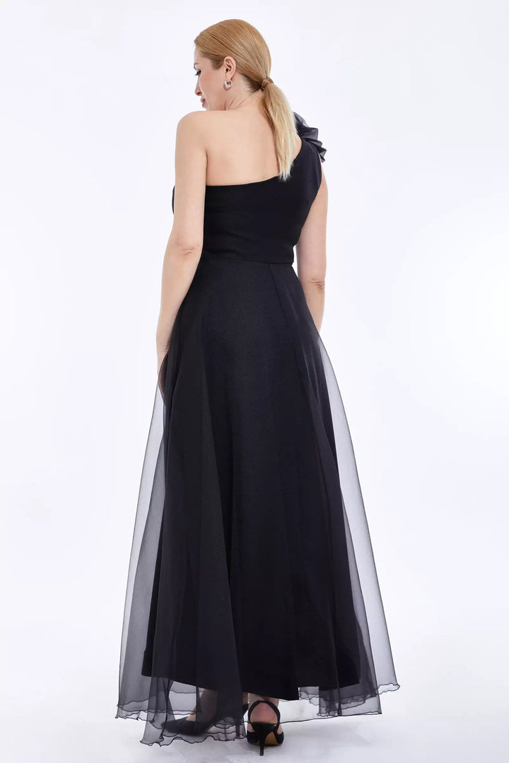FRV Black plus size tulle sleeveless maxi dress - Cádiz