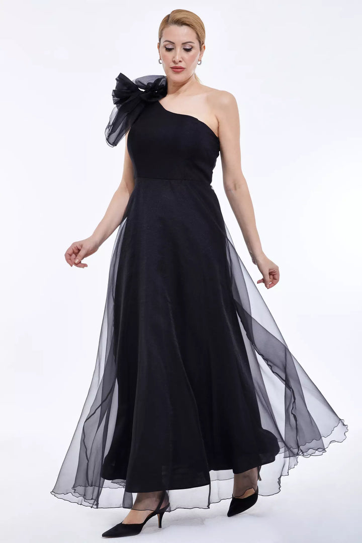 FRV Black plus size tulle sleeveless maxi dress - Cádiz