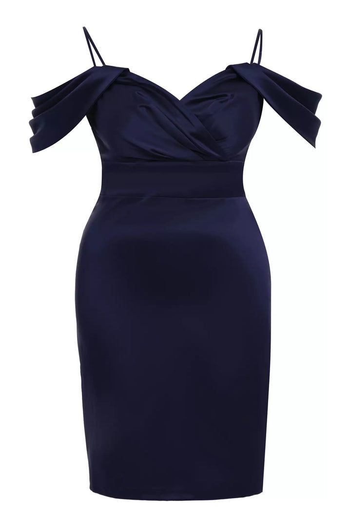 FRV Navy blue plus size satin sleeveless mini dress - Hilo
