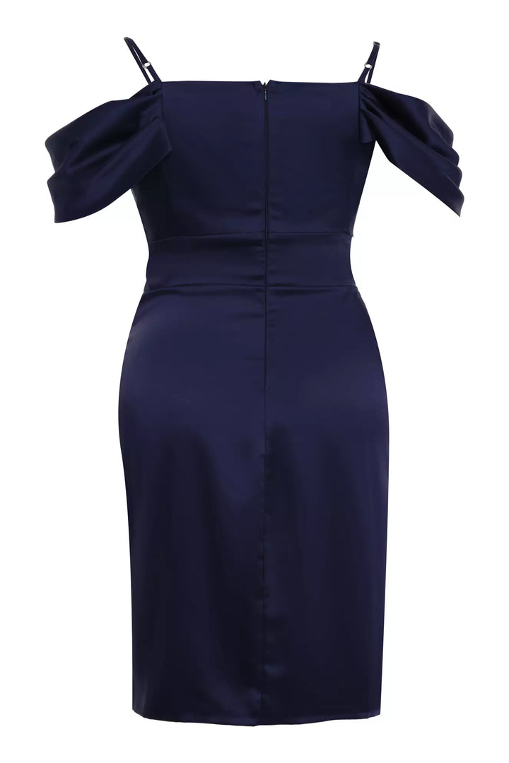FRV Navy blue plus size satin sleeveless mini dress - Hilo