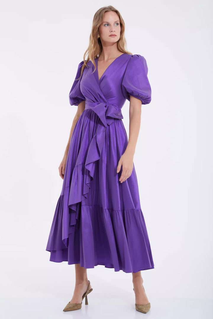 FRV Purple tafta sleeveless midi dress - Cunduacán