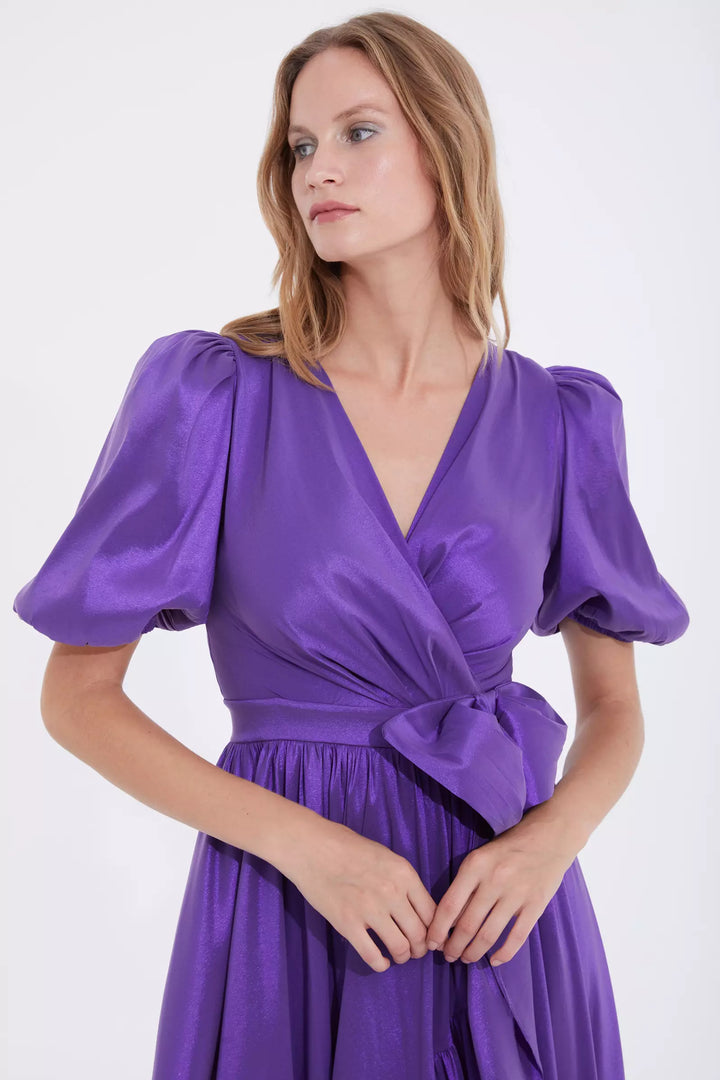 FRV Purple tafta sleeveless midi dress - Cunduacán