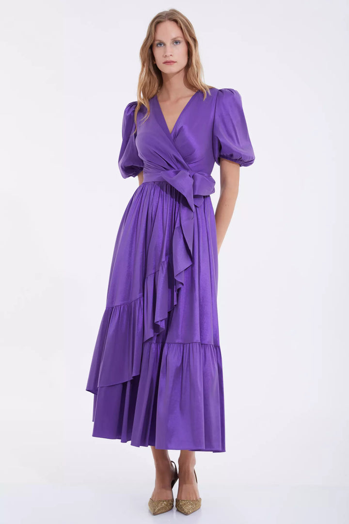 FRV Purple tafta sleeveless midi dress - Cunduacán