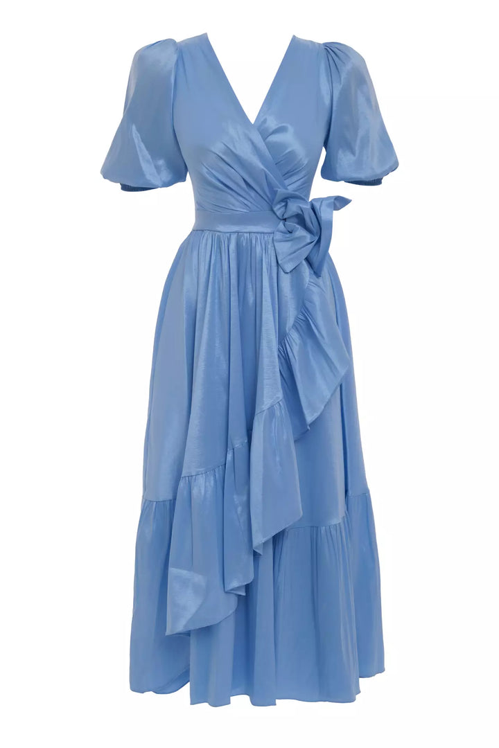 FRV Blue tafta sleeveless midi dress - Germantown