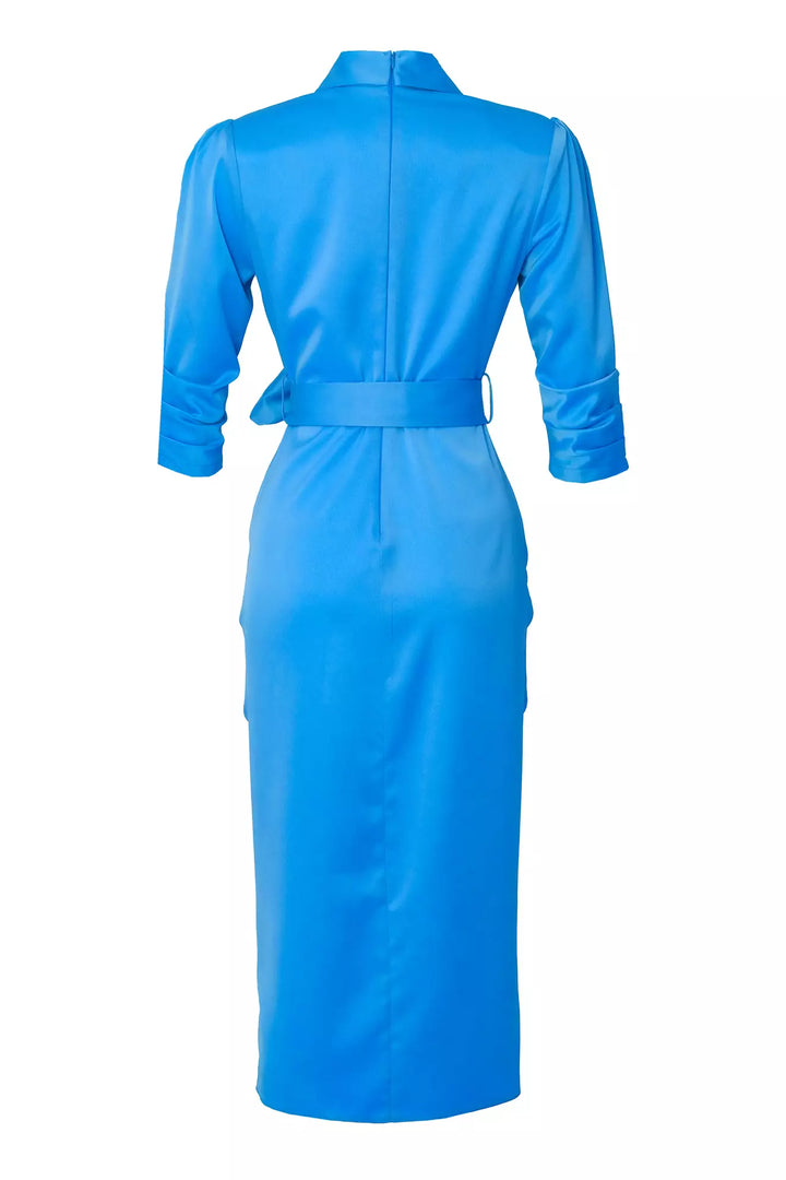 FRV Blue satin 3/4 sleeve midi dress - Cleveland