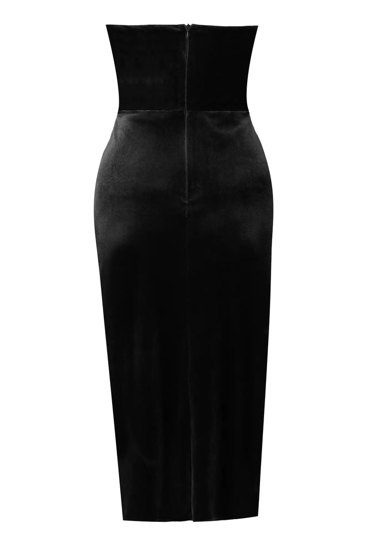 FRV Black velvet sleeveless midi dress - Bremerhaven
