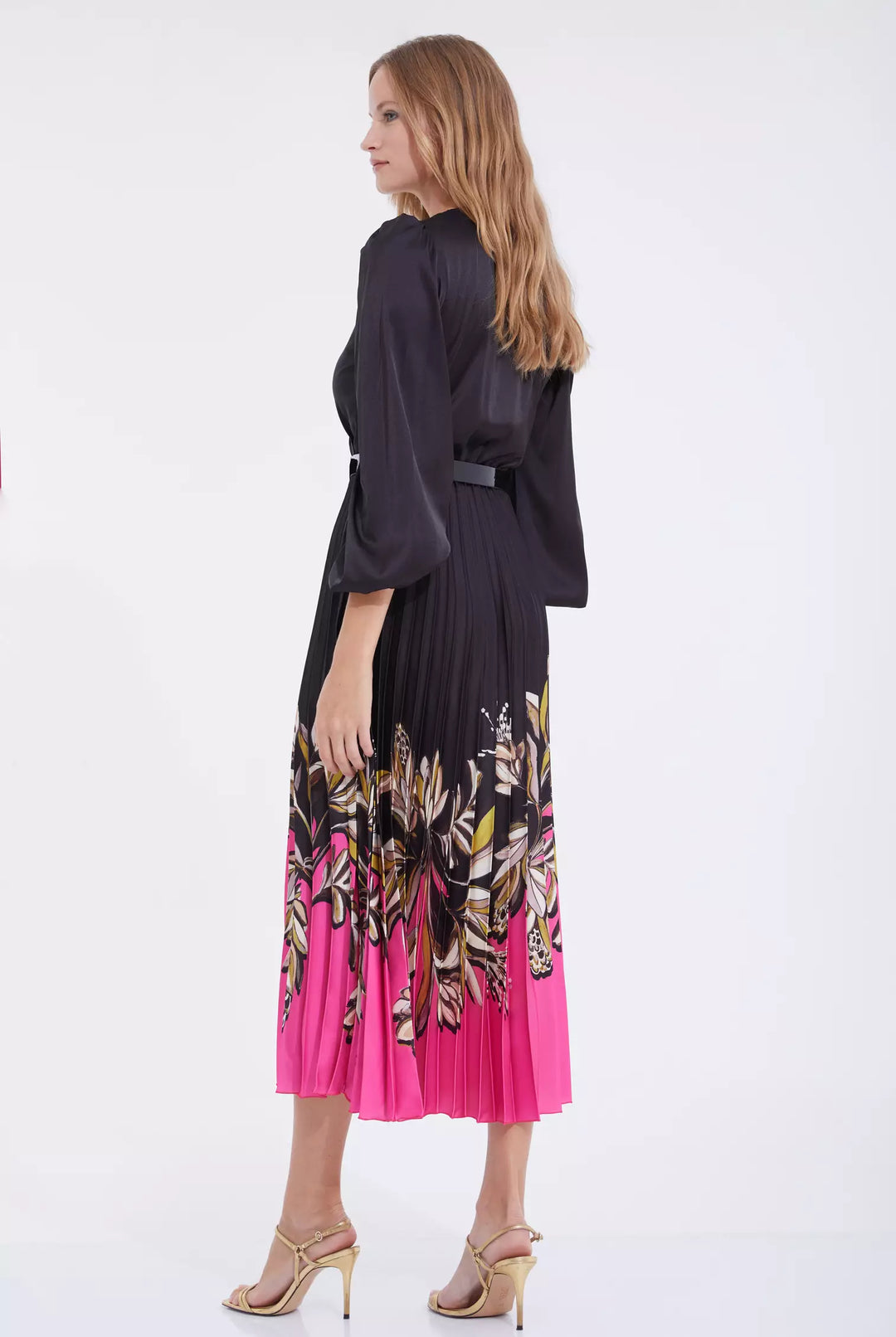 FRV Printed satin long sleeve midi dress - Lagkadás