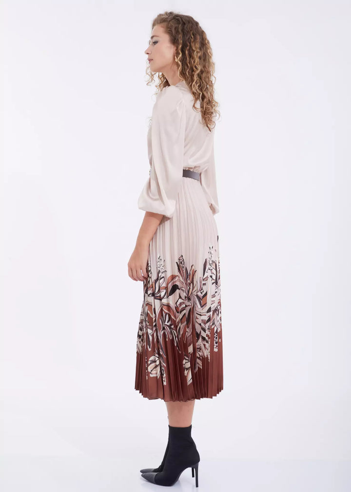 FRV Printed satin long sleeve midi dress - Grenoble