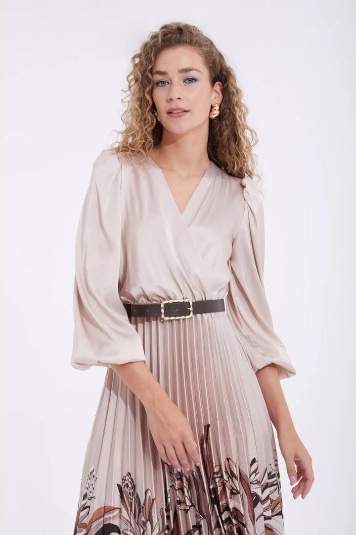 FRV Printed satin long sleeve midi dress - Grenoble