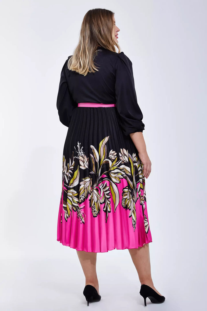 FRV Printed plus size satin long sleeve midi dress - Tultepec