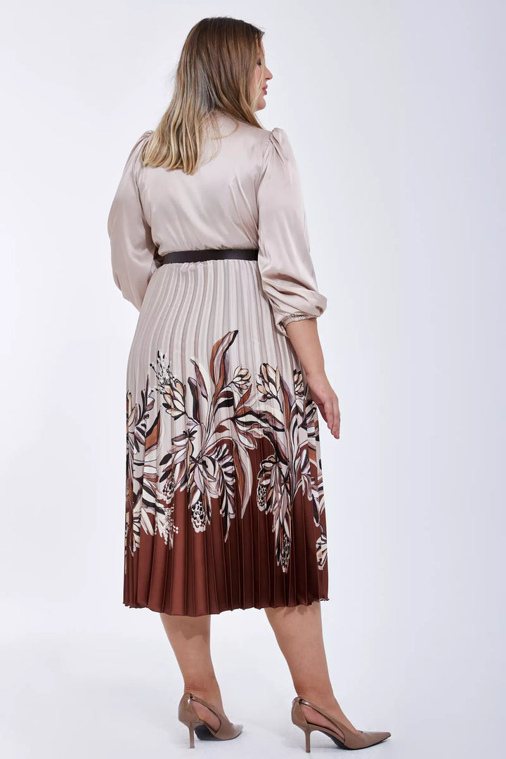 FRV Printed plus size satin long sleeve midi dress - Angoulême