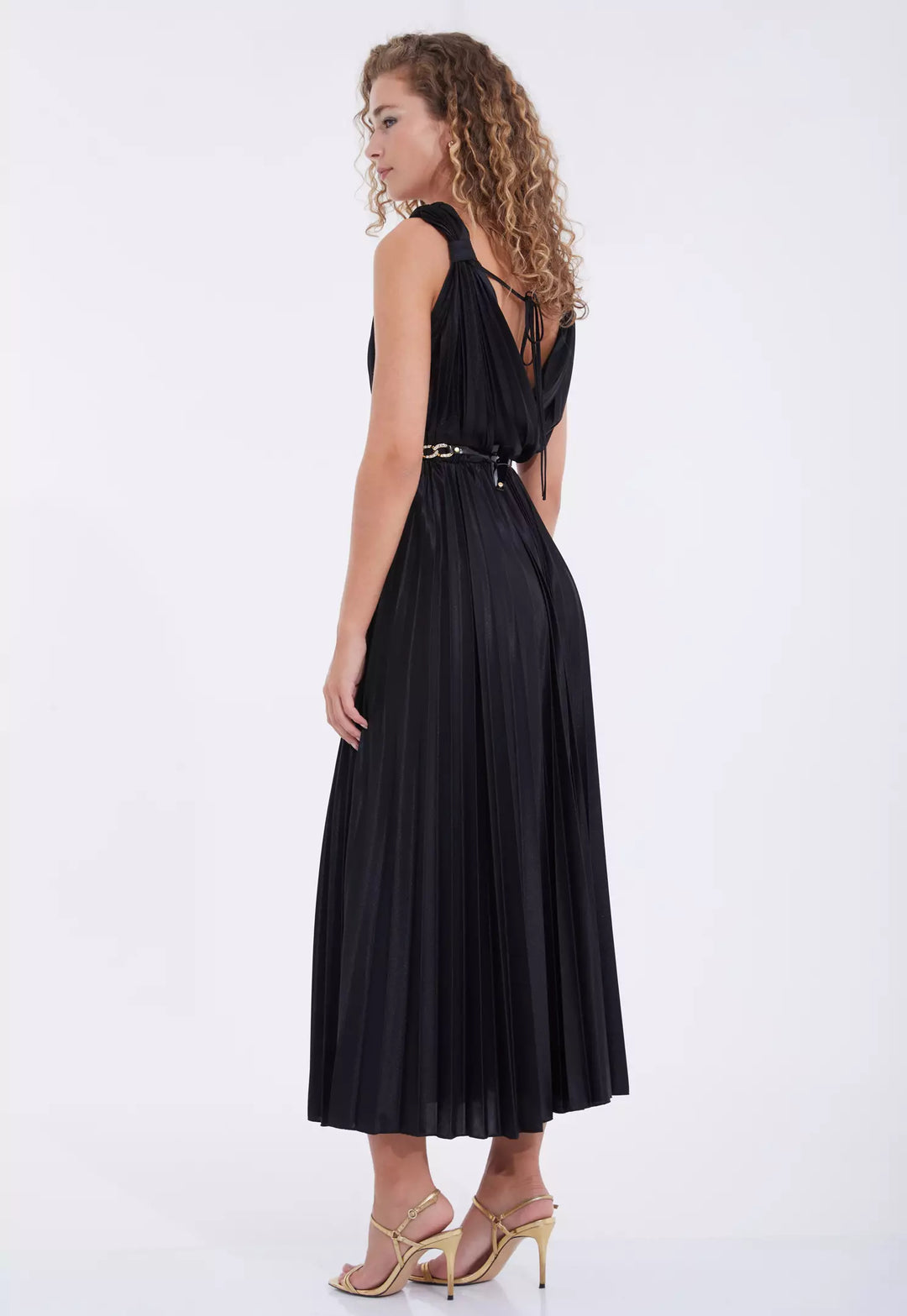 FRV Black sandy sleeveless midi dress - Hampton