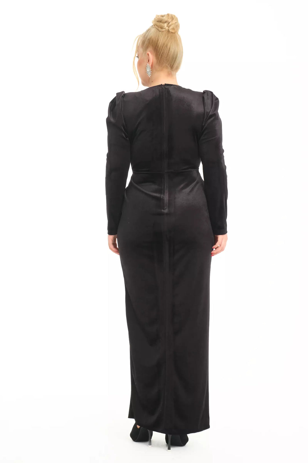 FRV Black plus size velvet long sleeve maxi dress - St. Paul