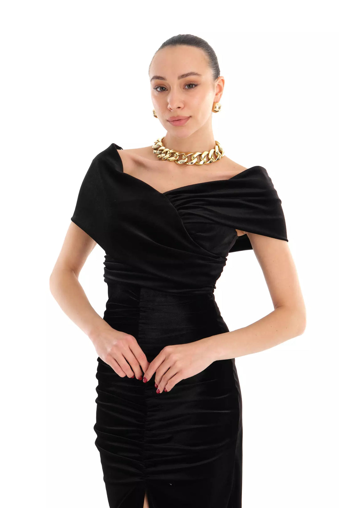 FRV Black velvet sleeveless midi dress - Niagara Falls