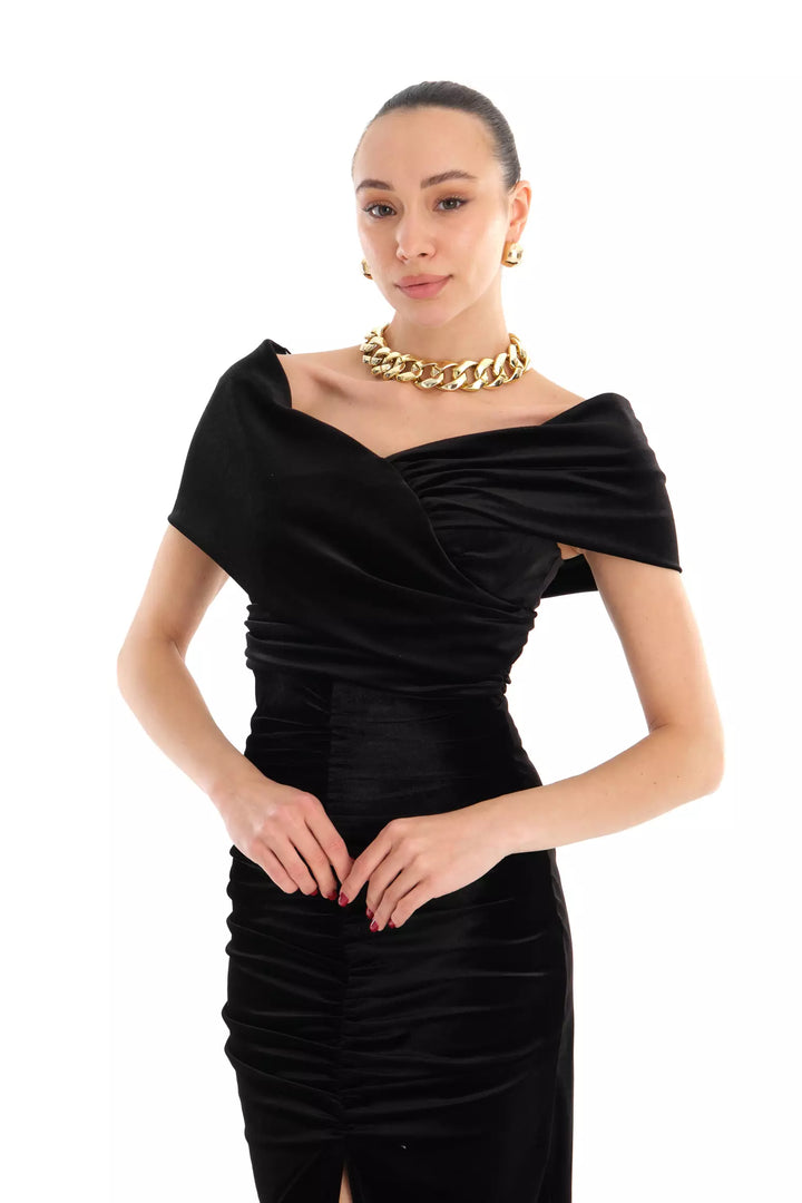 FRV Black velvet sleeveless midi dress - Niagara Falls