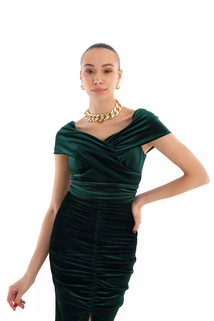 FRV Green velvet sleeveless midi dress - Sheboygan